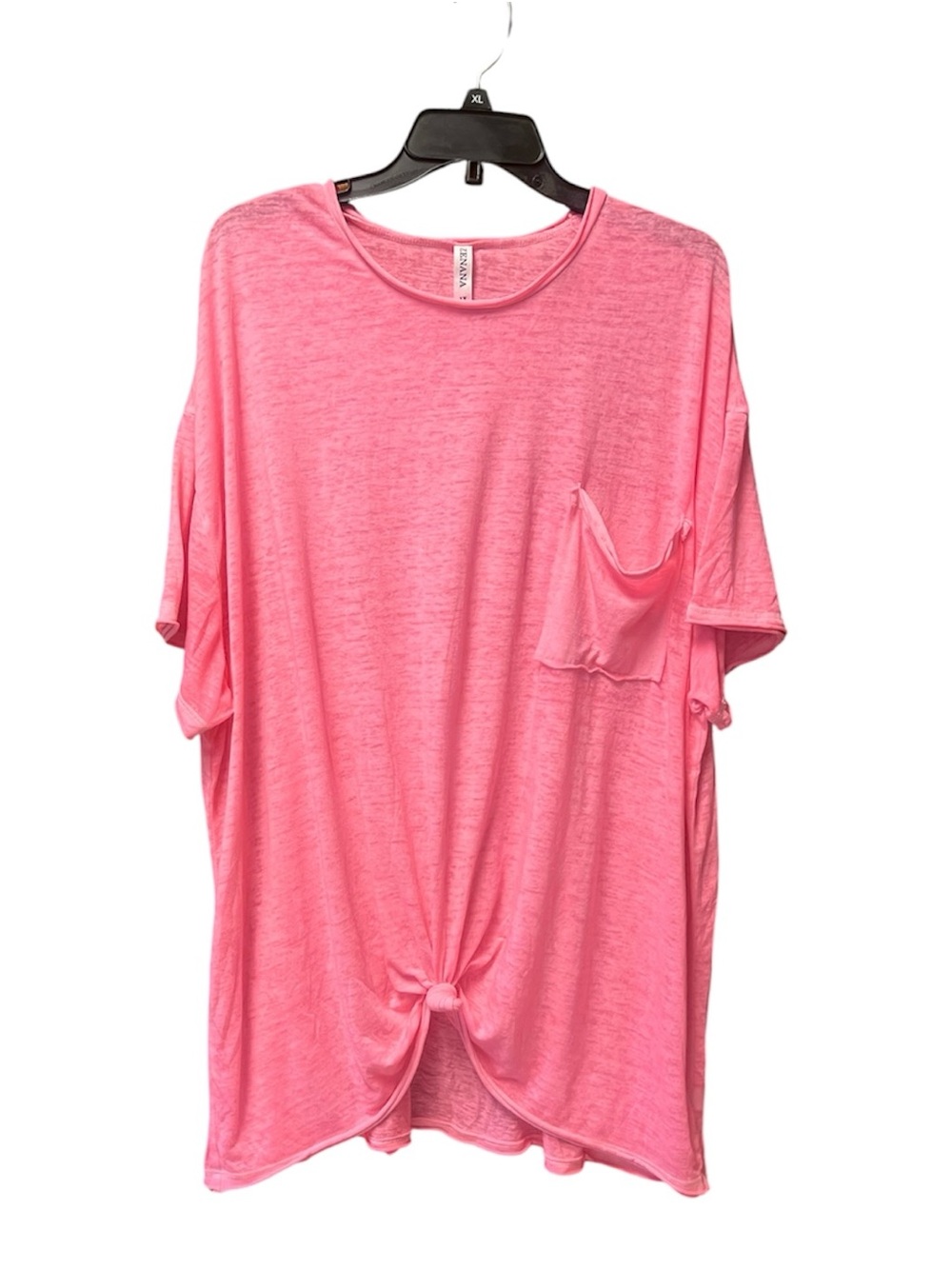 Zenana Pink Oversized Relaxed T-Shirt Top 1X Rolled Hem Pocket Soft Thin Airy